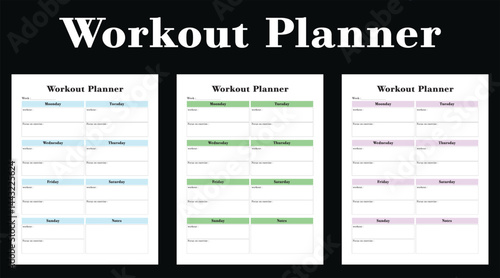 Workout Planner, interior, template, weekly, planner, Fitness,