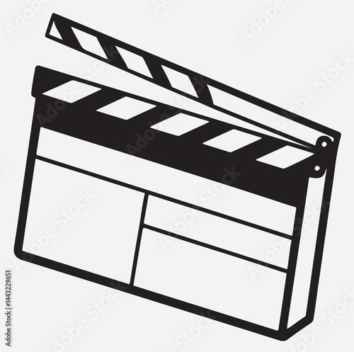 clapper cinema hand drawn silhouette vector art illustration, movie clapper board