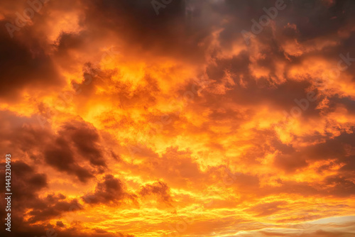 fiery sky with clouds
