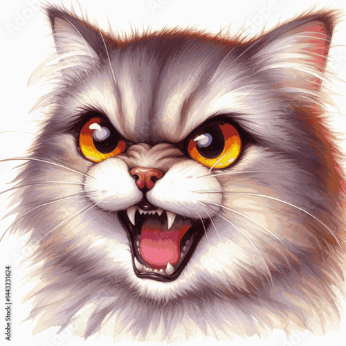 Feline Fury Flows cat angry isolated watercolor vector illustration svg 