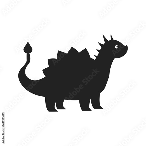Minimalist ankylosaurus dinosaur black silhouette