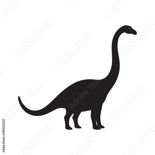 Silhouette of long necked brachiosaurus dinosaur