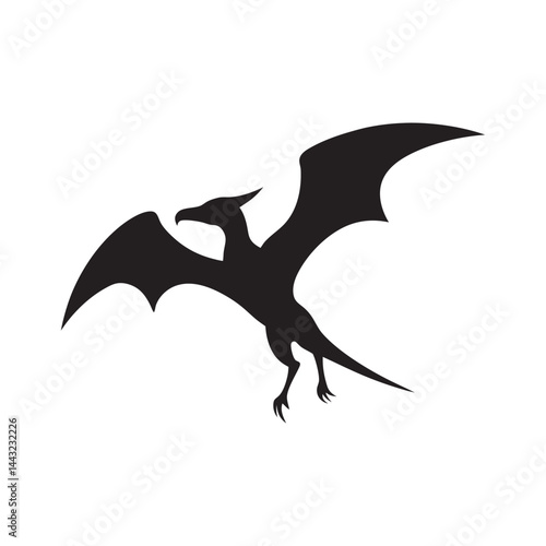 Flying pterodactyl in silhouette flight motion
