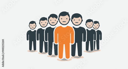 Three Simple Figures in Graduated Sizes with Neutral Expressions