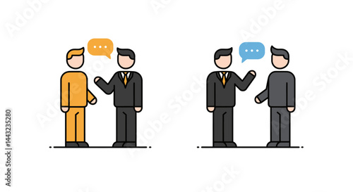 Two Figures in Conversation One in Formal Attire