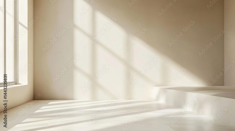 Fototapeta premium Sunlit Minimalist Room Interior.