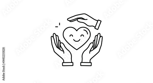 Line Art Open Hand Reaching Upwards