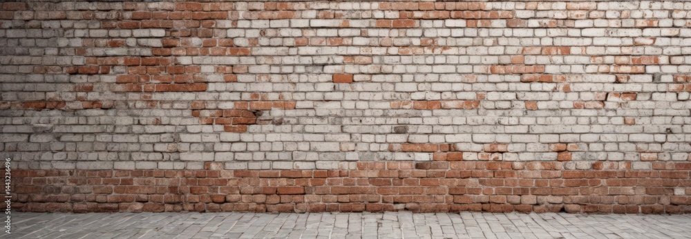 Naklejka premium Whitewashed brick, heavily distressed, grunge effect, surface, decay, texture