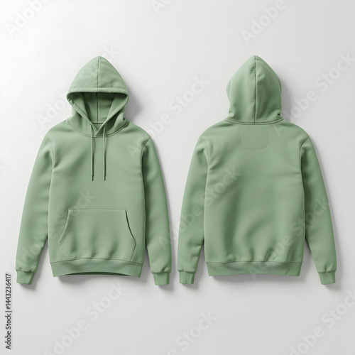 Sage Green Hoodie Mockup: Front & Back Views