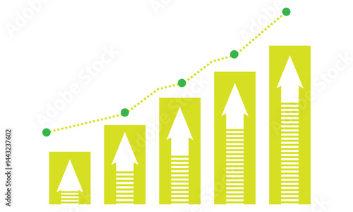 Business success graph chart with arrow. Vector illustration.
