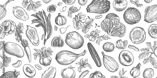 Vegetable sketch pattern.