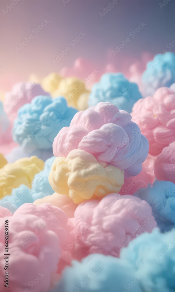 Fototapeta premium Blurred pink, blue, yellow ombre, airy cotton candy feel, graphic, color, digital