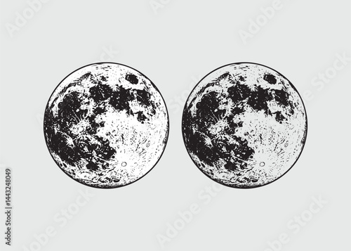 Full moon in engraving style