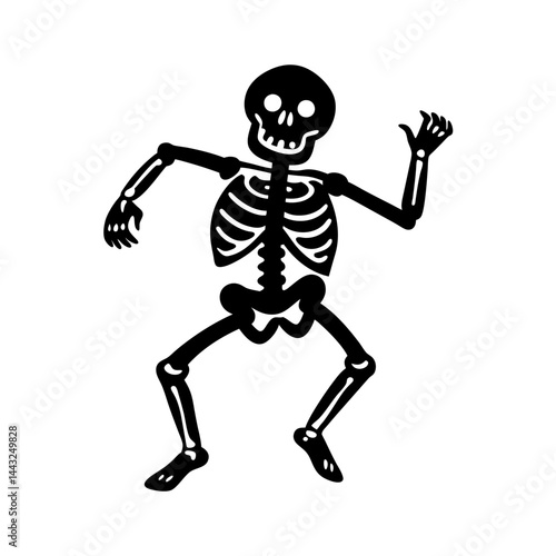Skeleton doing a funny dance silhouette.