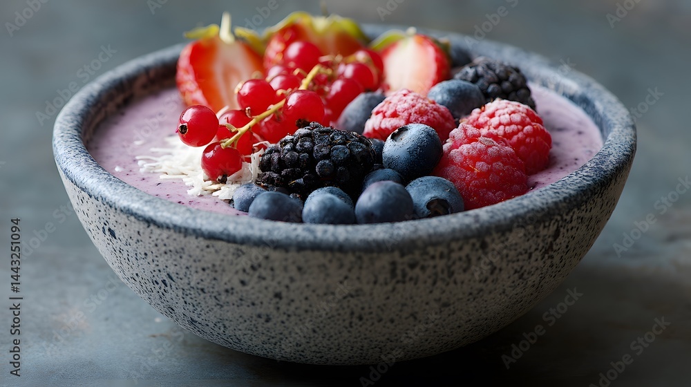 Berry smoothie bowl: fresh and flavorful mixed berries in a creamy treat. Berry smoothie bowl: fresh and flavorful mixed berries in a creamy treat.