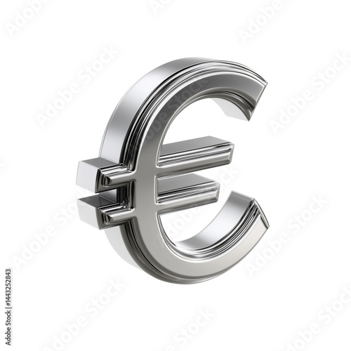 A shiny, metallic euro symbol showcasing elegance and modern design, representing currency and economic value.