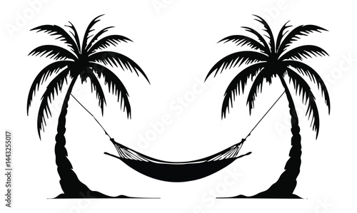 cradle with palm tree in sea beach 