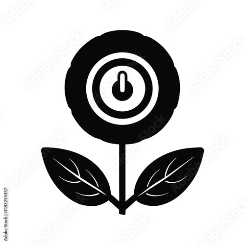 Power button growing like flower on white background