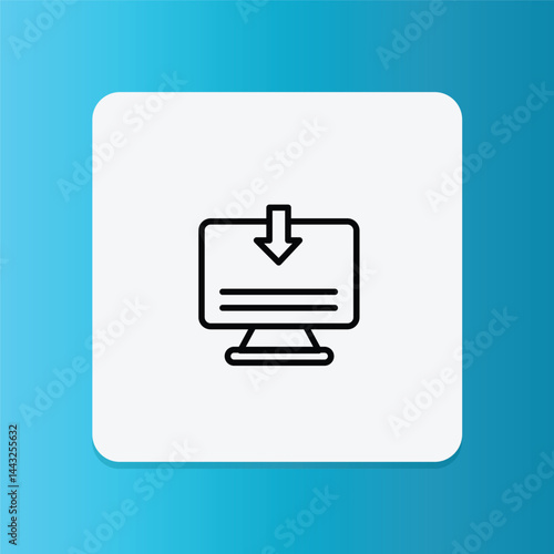 Monitor with a download arrow, symbolizing downloadable content like PDFs or ebooks.