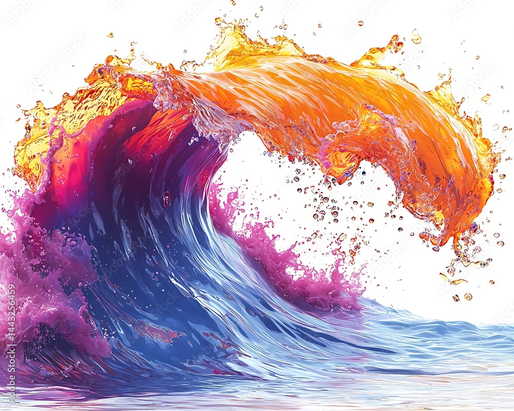 Colorful wave, vibrant hues, dynamic splash