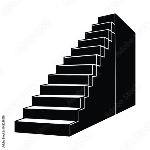 Wallpaper Mural Silhouette of growing staircase on white background Torontodigital.ca