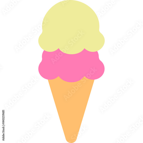 ice cream cone with two scoops. Vector Ice cream, flat design