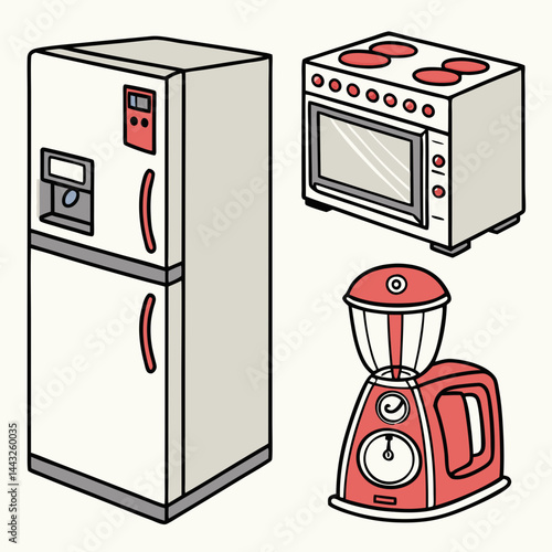 Modern Kitchen Appliances Icons Collection