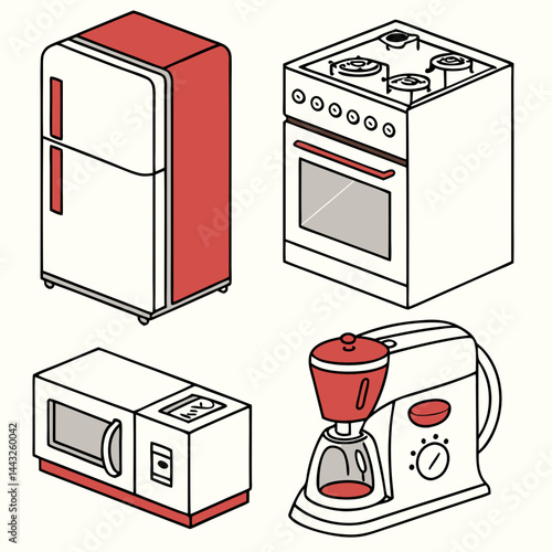 Modern Kitchen Appliances Icons Collection