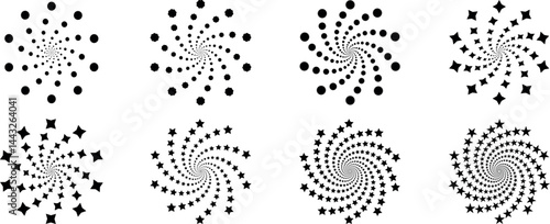 star in circle Vector collection, Modern abstract background. Halftone stars in circle form. Round logo. Vector dotted frame. Vector illustration.