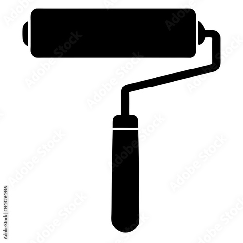 Paint roller silhouette in black and white for painting and renovation