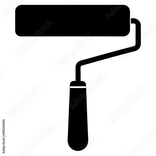 Paint roller silhouette in black and white for painting and renovation