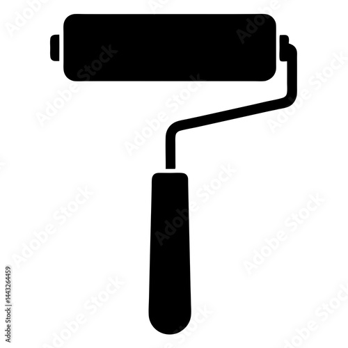 Paint roller silhouette in black and white for painting and renovation