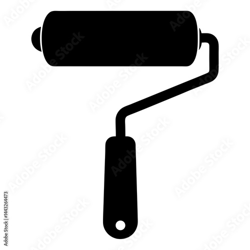 Paint roller silhouette in black and white for painting and renovation