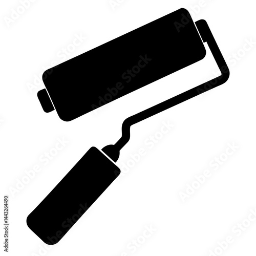Paint roller silhouette in black and white for painting and renovation