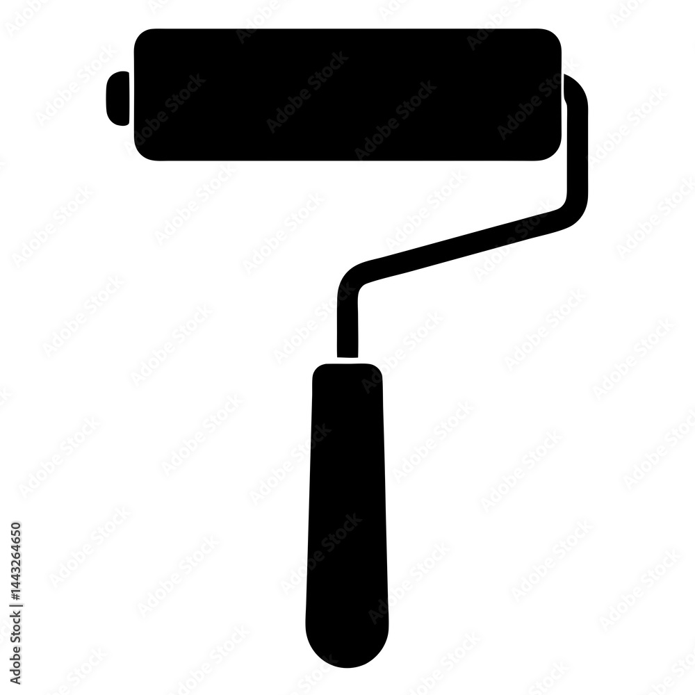 Paint roller silhouette in black and white for painting and renovation Paint roller silhouette in black and white for painting and renovation