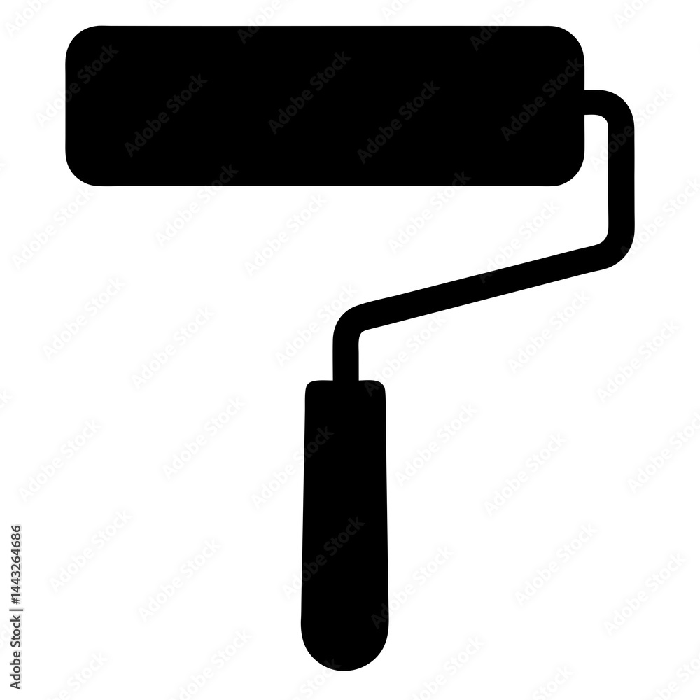 Paint roller silhouette in black and white for painting and renovation Paint roller silhouette in black and white for painting and renovation