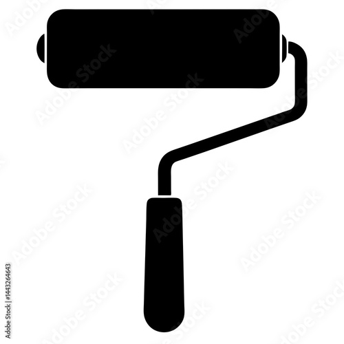 Paint roller silhouette in black and white for painting and renovation