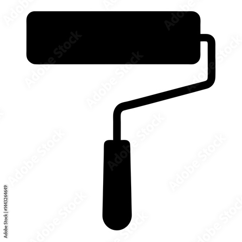 Paint roller silhouette in black and white for painting and renovation