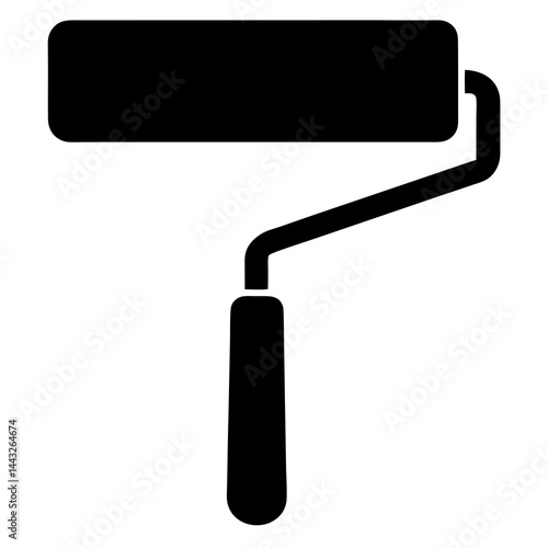 Paint roller silhouette in black and white for painting and renovation
