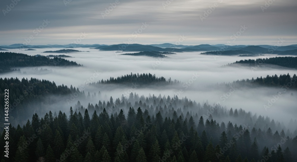 Fototapeta premium Misty forest landscape (2)