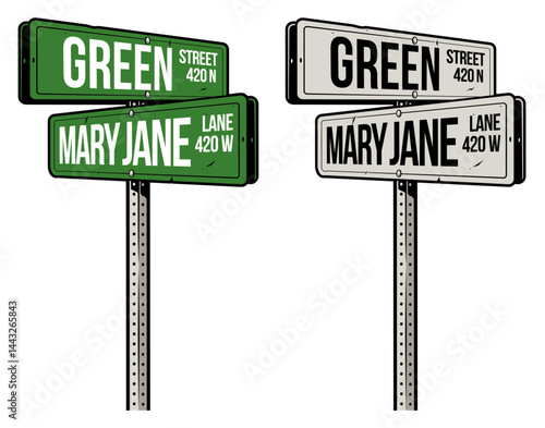 Green Street Sign Vector Art
