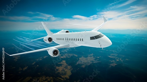 Wallpaper Mural Private jet soars; contrails mark its journey over the landscape Torontodigital.ca