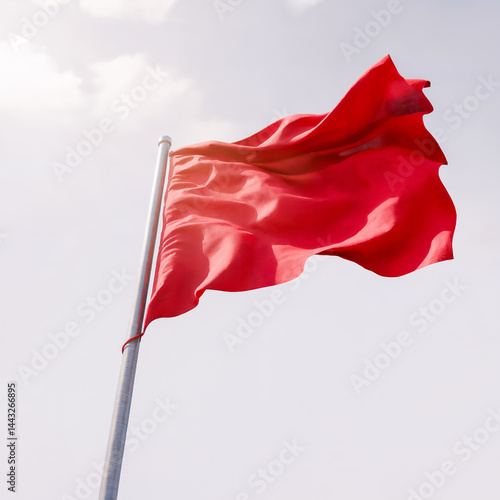 red flag on the wind with blue sky