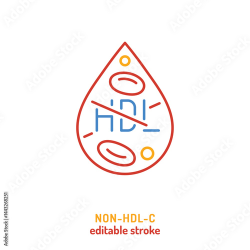 Non-HDL-C blood test icon, pictogram. Outline vector illustration