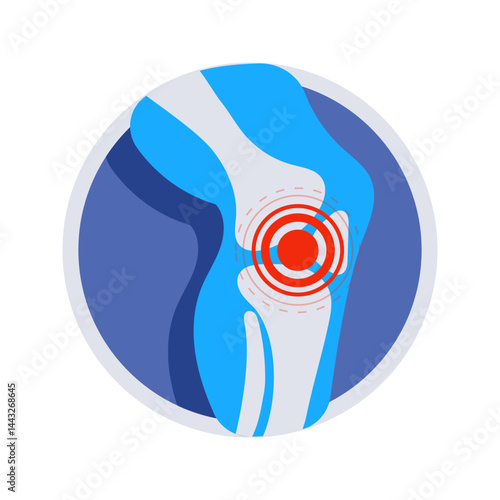 Knee pain medical icon representing injury and inflammation