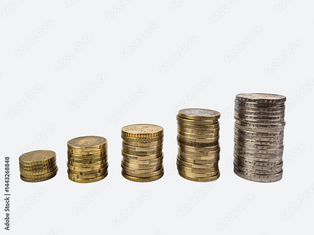 Euro Coin stacks on a white background Euro Coin stacks on a white background