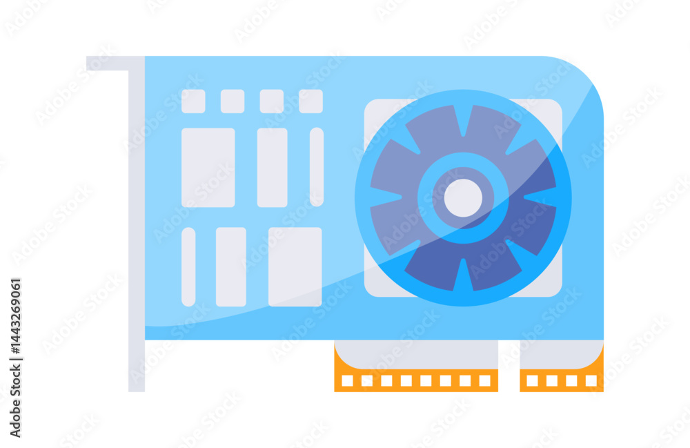 Obraz premium Computer graphic card cooling fan blowing air preventing overheating