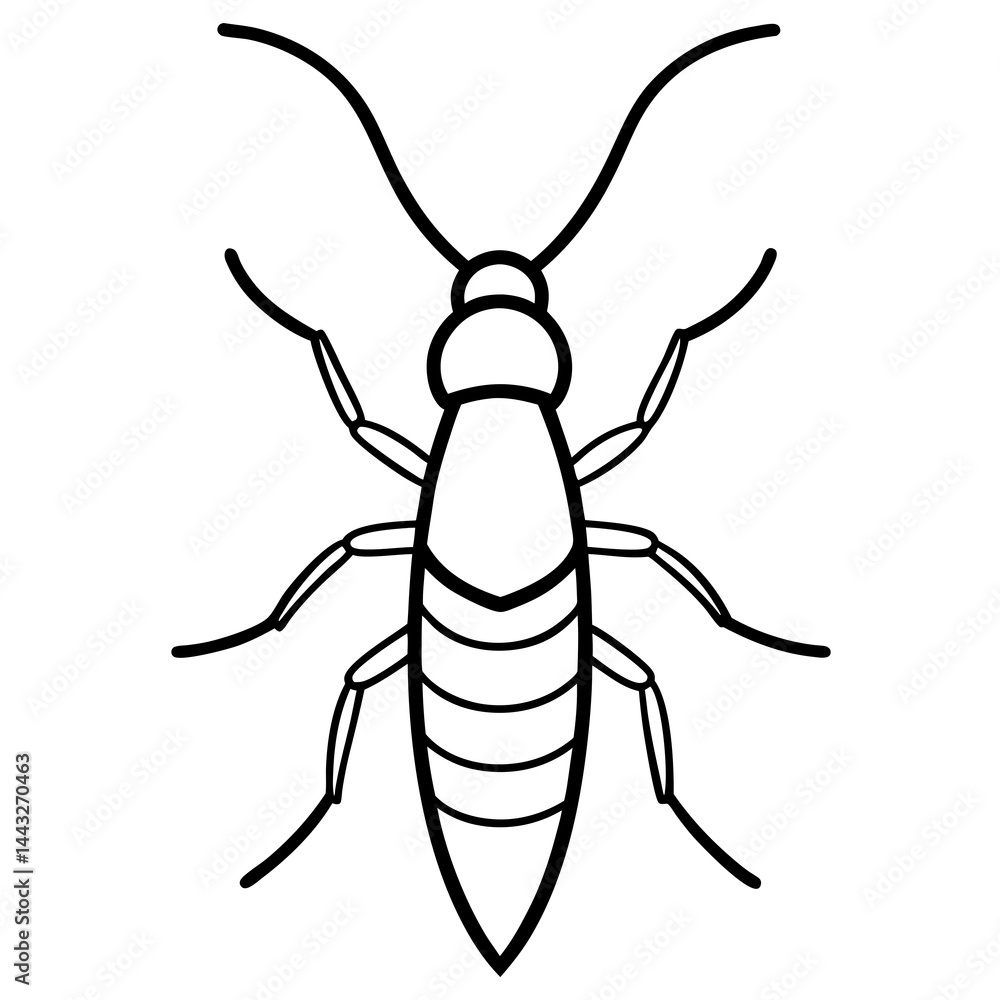 Stylized Earwig Line Design Stylized Earwig Line Design