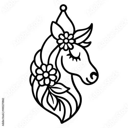 Unicorn earrings laser cut SVG vector illustration for leather, wood, metal. Templates for a cutting machine.