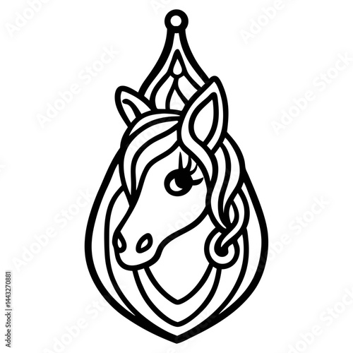 Unicorn earrings laser cut SVG vector illustration for leather, wood, metal. Templates for a cutting machine.